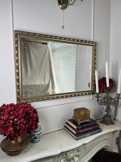 Antique Gold Gilt Mirror with Beaded Edge