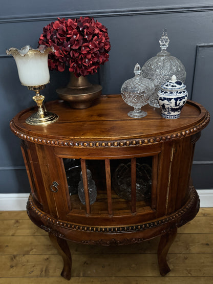French Antique Style Side Table – Hand-Carved Display Cabinet