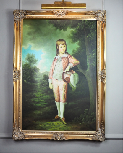 The Pink Boy After Thomas Gainsborough -  Signed Large Portrait Oil Painting by Patierno