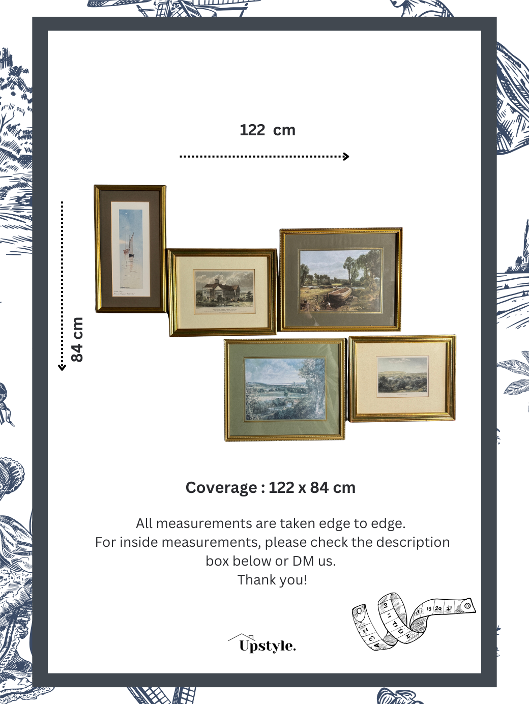 The Golden Sage Wall Set – Elegant Vintage Gallery with Green Accents