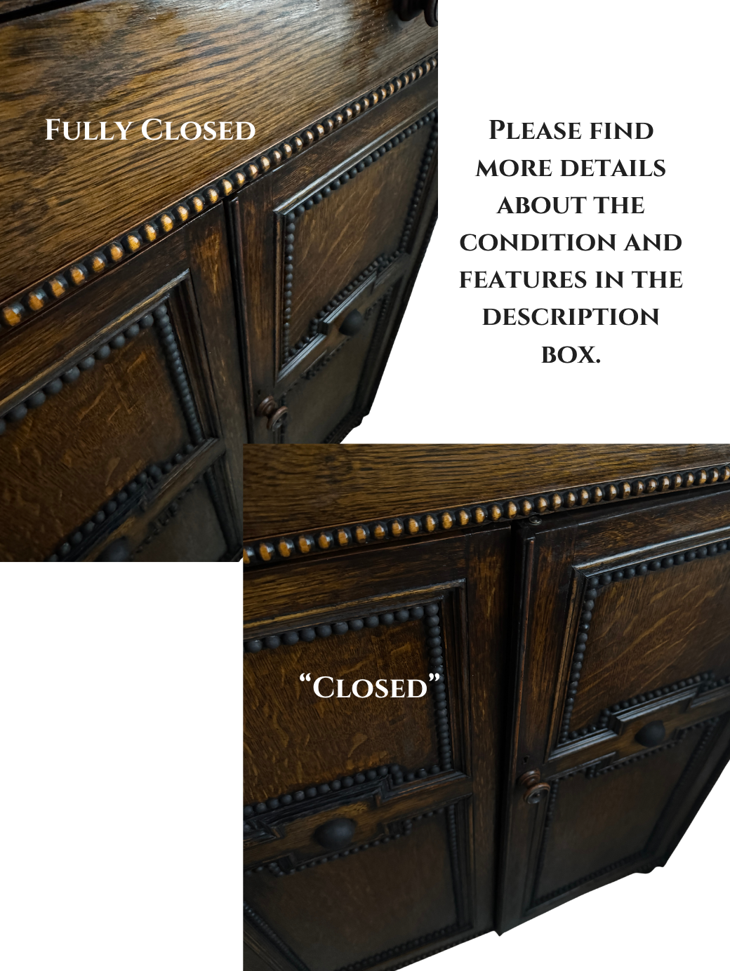 Antique Oak Bobbin Cabinet - Jacobean Style Sideboard