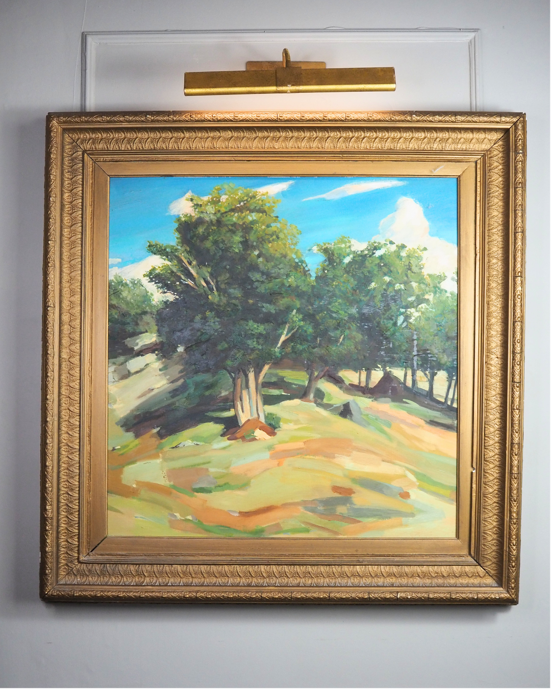 Large Vintage Oil Painting After Paul Cézanne - Impressionist Landscape