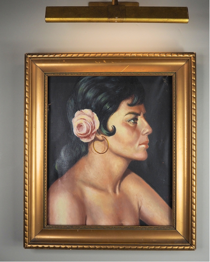 Vintage Portrait Oil Painting by Joan in Gold Gilt Vionne Frame (51x45 cm)