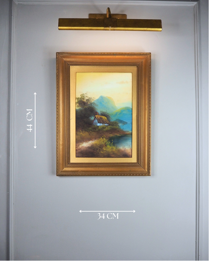 Landscape Oil Painting – Solitary House in Mountain Field