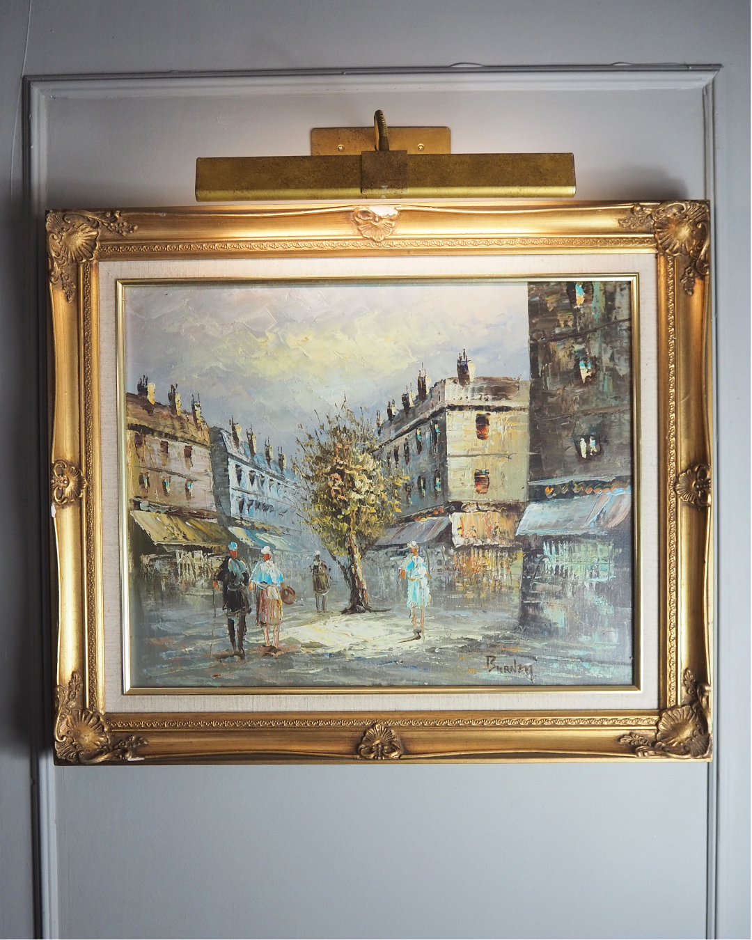 Homage to Caroline Burnett – Large Parisian Street Scene Oil on Canvas