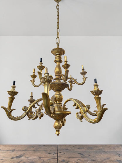 Huge Vintage French Gilded Ornate Chandelier | Extra Large 2 Tier Chandelier