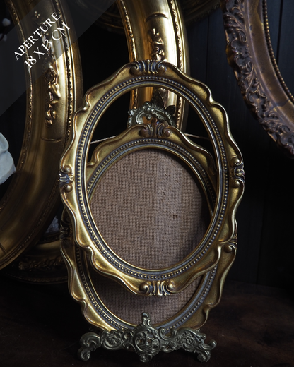 The Bath-Vintage Gold Gilt Ornate Oval Small Frame Pair