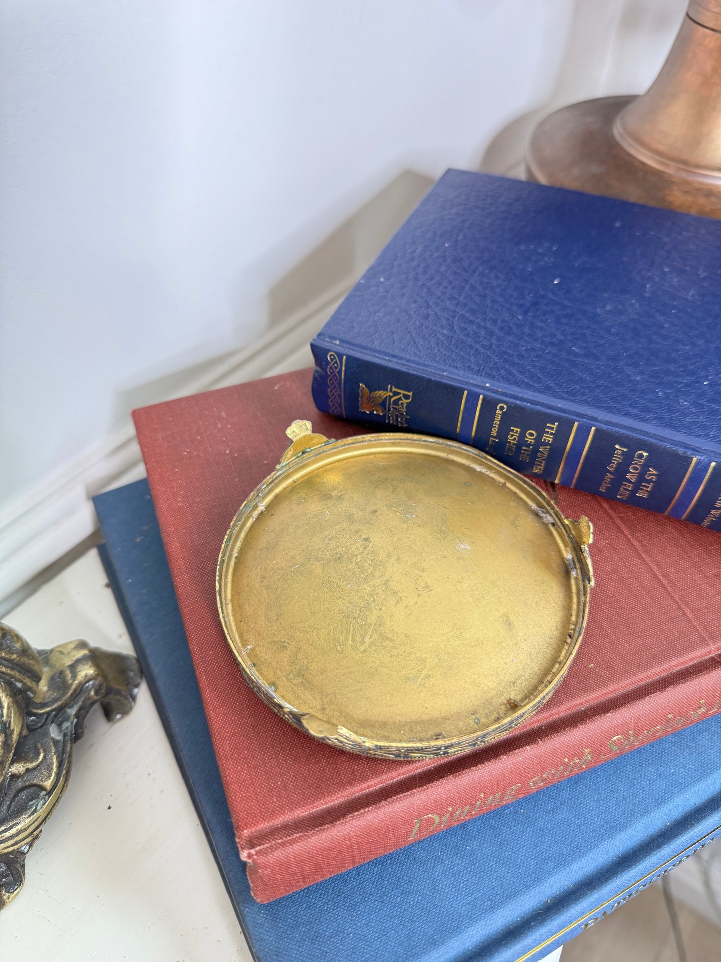 Antique Brass Jewellery Tray with Glass Top for Elegant Storage