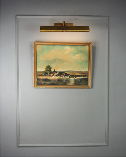 Vintage Farmhouse Oil Painting on Board Rustic Field Landscape