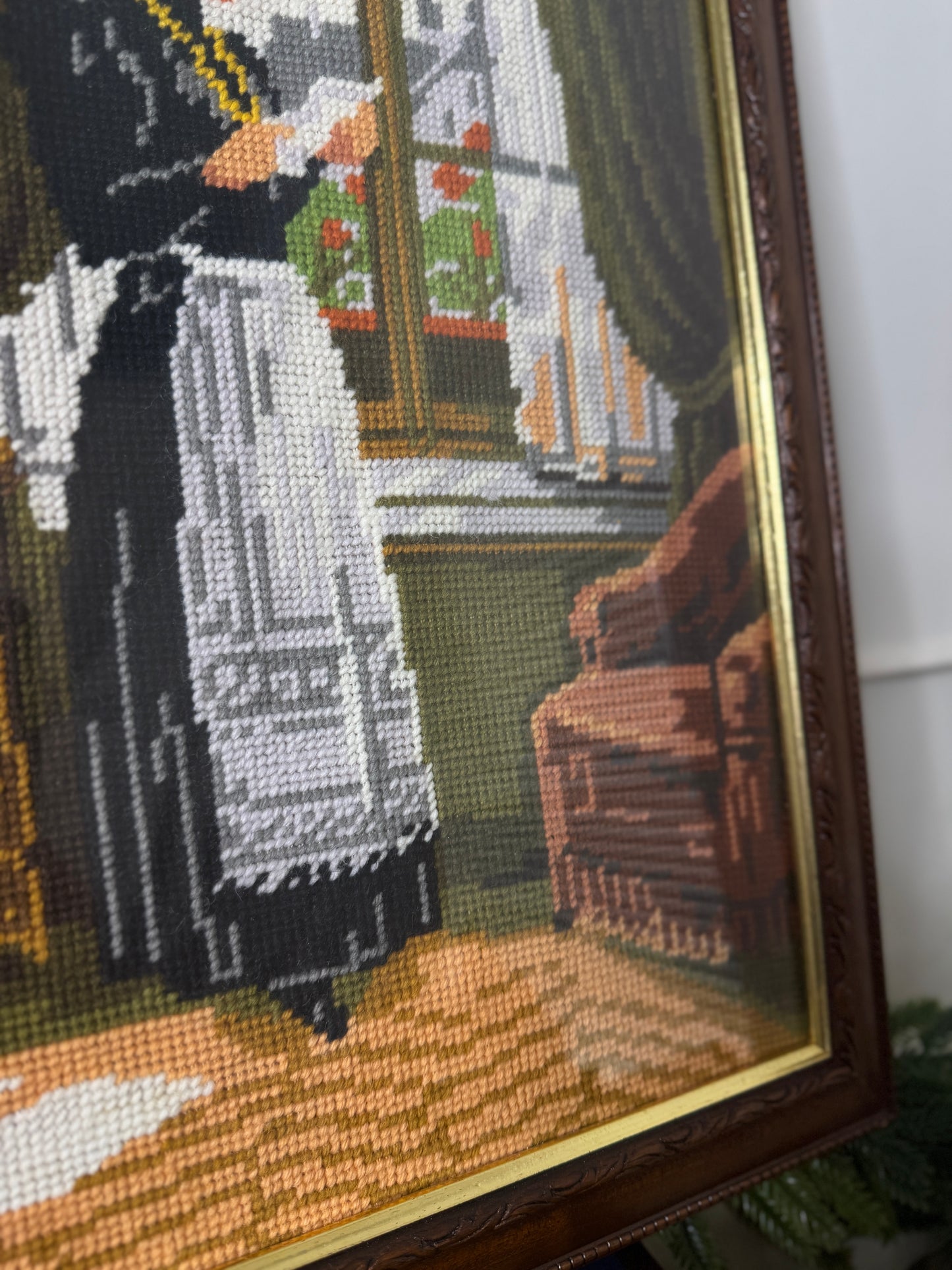 “The Reading Servant” – Hand-Stitched Gobelin Embroidery Art