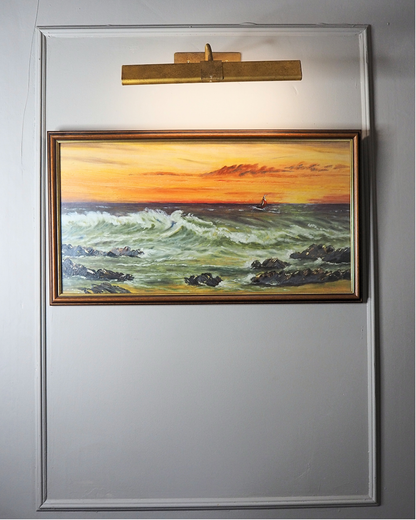 Vintage " Seascape with Rocks " Oil Painting by M.Howarth 1978