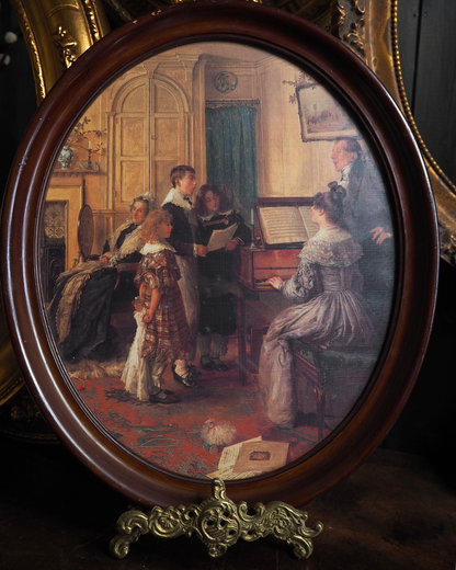 Vintage 1950s Print in Mahogany Wooden Frame