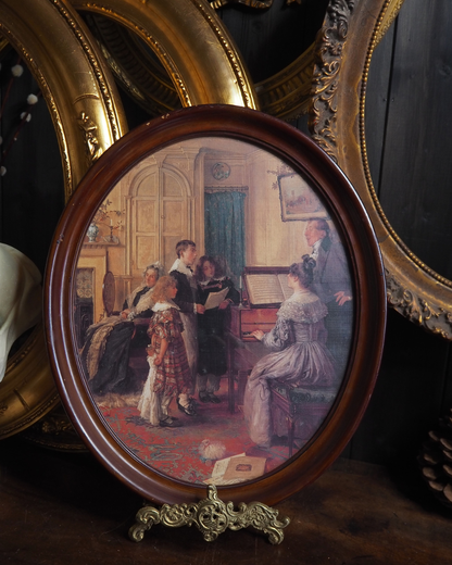Vintage 1950s Print in Mahogany Wooden Frame