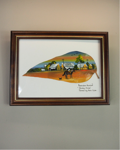 Australian Oil Painting on Gumtree Leaf by Corrie Hulst