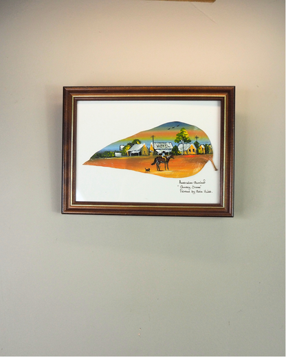 Australian Oil Painting on Gumtree Leaf by Corrie Hulst