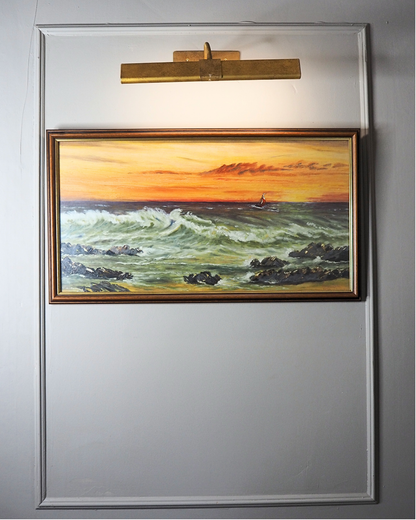 Vintage " Seascape with Rocks " Oil Painting by M.Howarth 1978