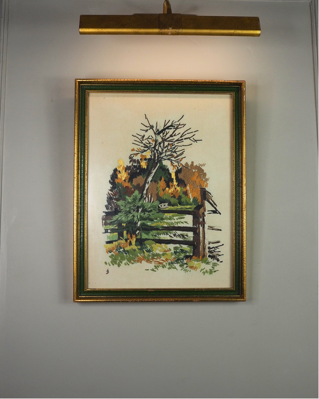 Heirloom Threads-Unique Embroidery in Wooden Frame with Hanging Chain