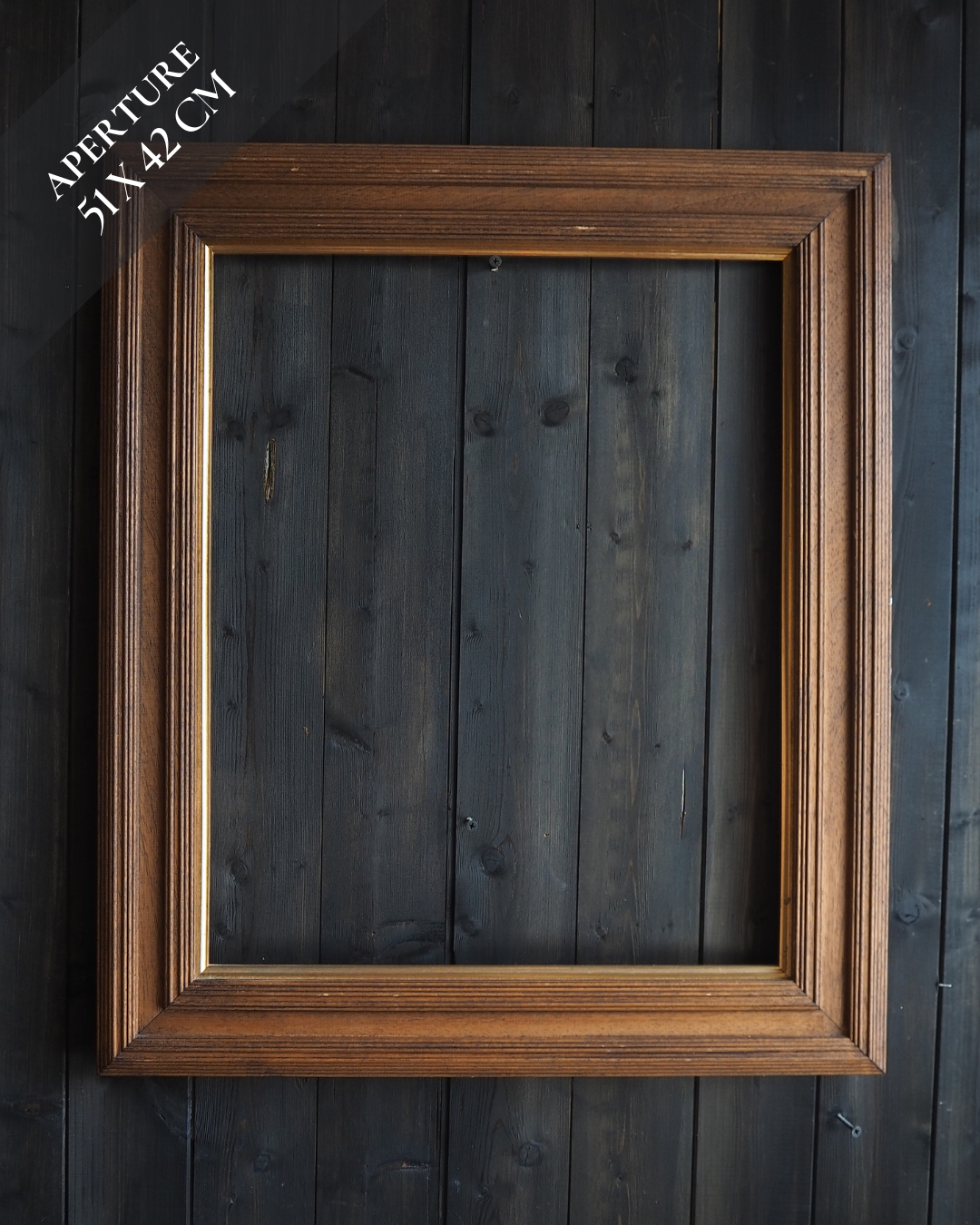 The Stow Oak Frame-  Oak Rustic with Gold Trim Frame