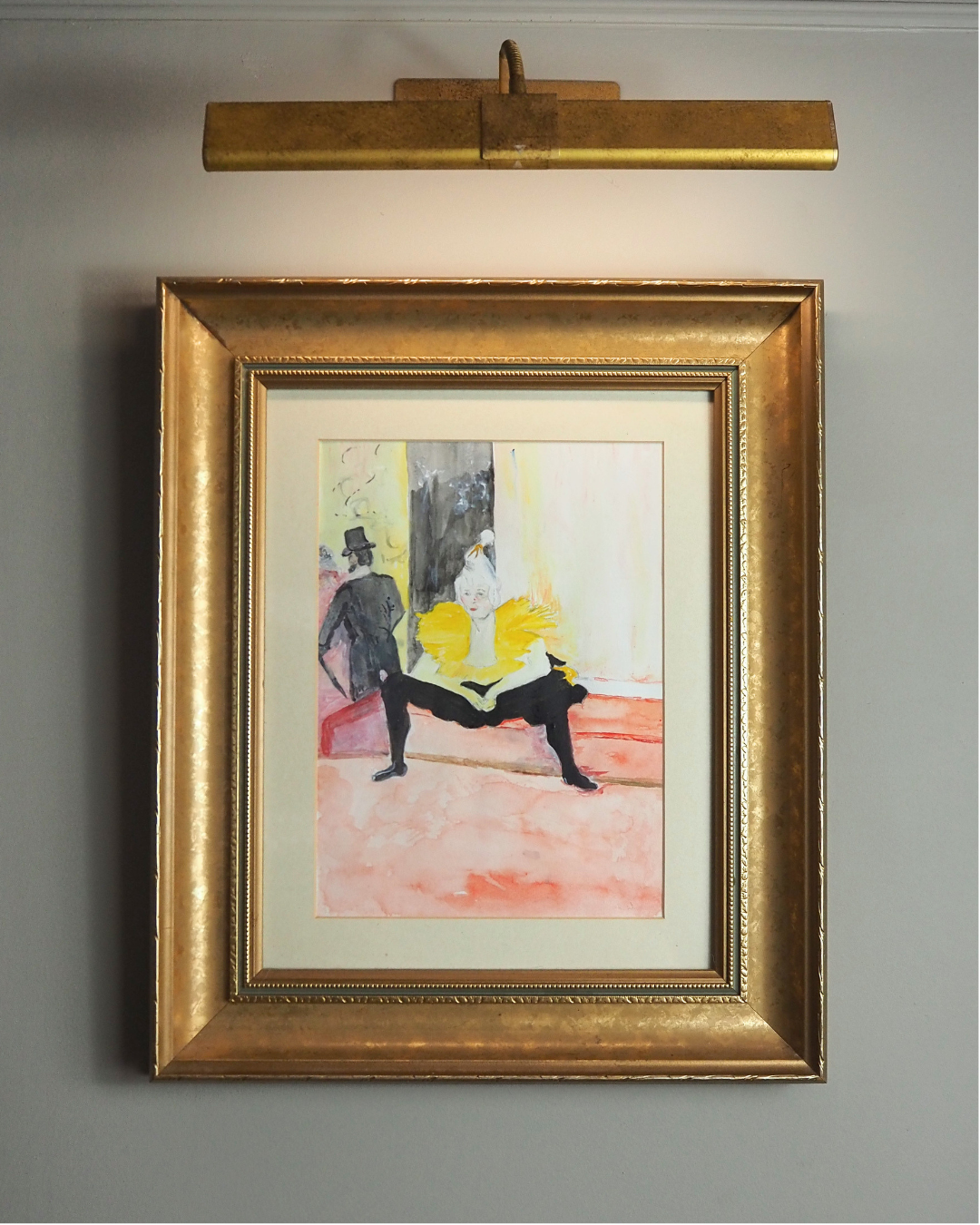 Watercolour Painting  of "The Seated Clowness" by Henri de Toulouse-Lautrec