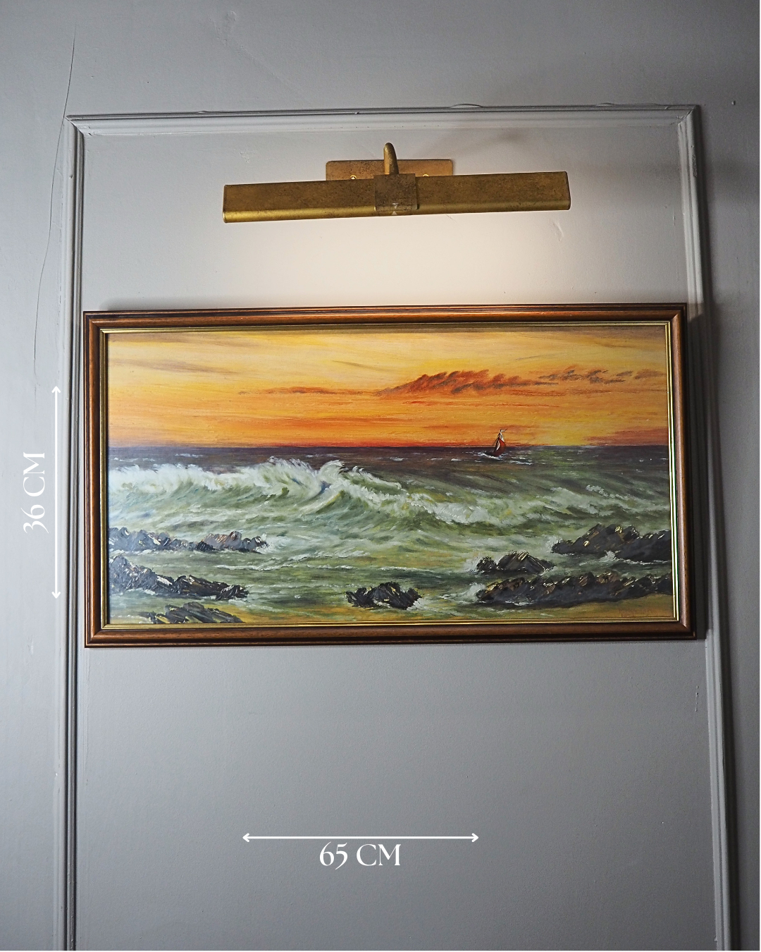 Vintage " Seascape with Rocks " Oil Painting by M.Howarth 1978