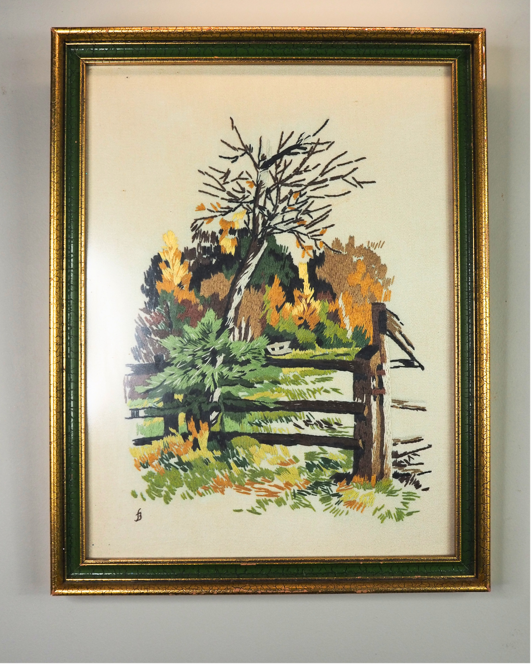 Heirloom Threads-Unique Embroidery in Wooden Frame with Hanging Chain