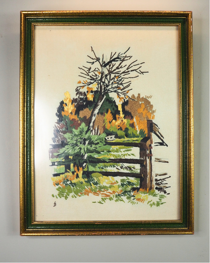 Heirloom Threads-Unique Embroidery in Wooden Frame with Hanging Chain