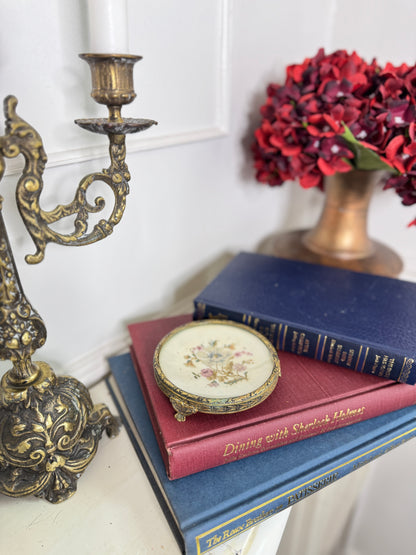 Antique Brass Jewellery Tray with Glass Top for Elegant Storage
