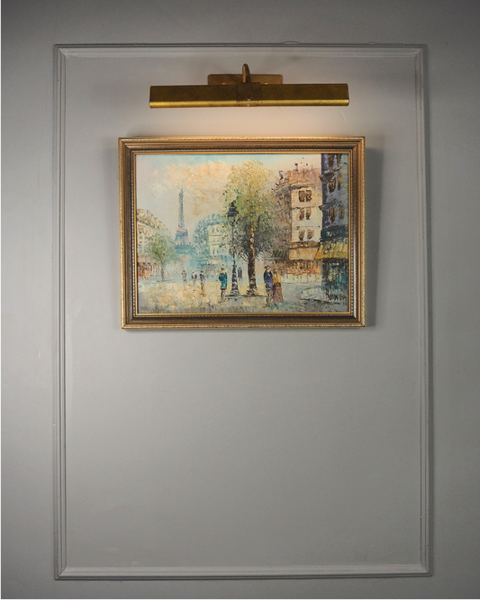 Signed Impressionist Paris Street Scene Oil Painting in Slim Frame