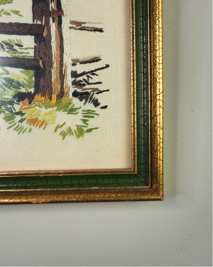 Heirloom Threads-Unique Embroidery in Wooden Frame with Hanging Chain