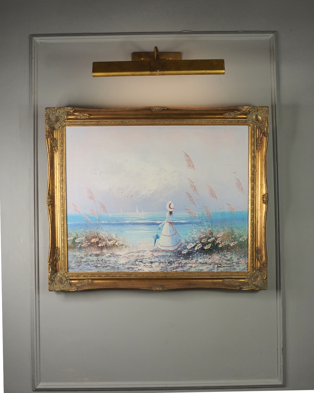 Vintage 1970s French Impressionist Style Oil Painting - Ladies at the Beach