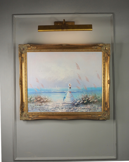 Vintage 1970s French Impressionist Style Oil Painting - Ladies at the Beach