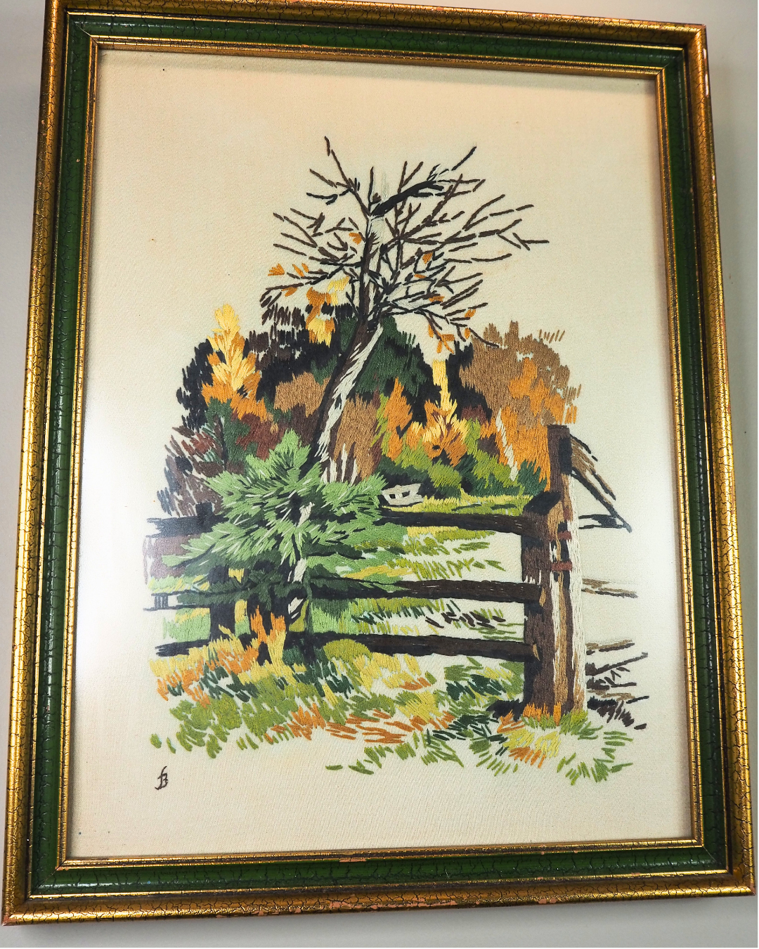 Heirloom Threads-Unique Embroidery in Wooden Frame with Hanging Chain