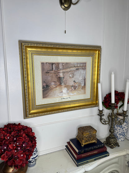 Vintage Sir William Russell Flint Prints - A Scrap of Newspaper in Ornate Gold Frame