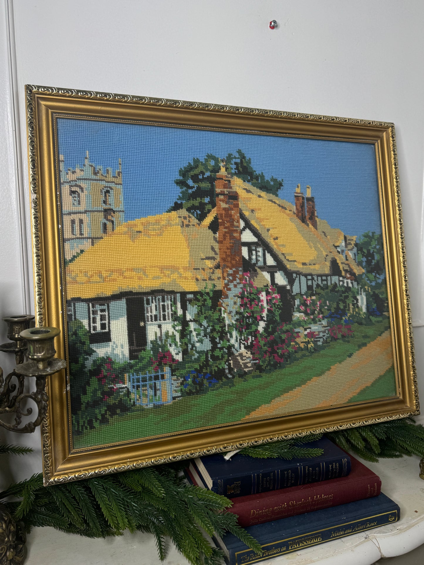 English Countryside Charm – Hand-Stitched Gobelin Embroidery Art