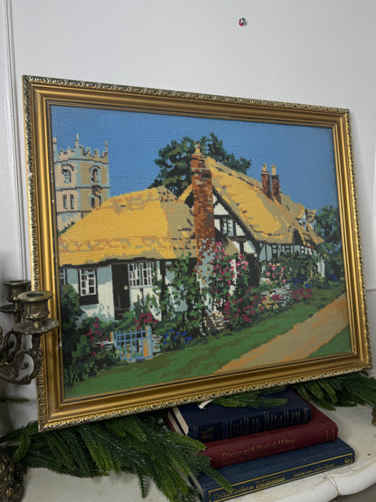 English Countryside Charm – Hand-Stitched Gobelin Embroidery Art
