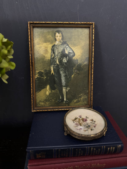 Small Vintage “Blue Boy” Print in Unique Aged Ornate Frame
