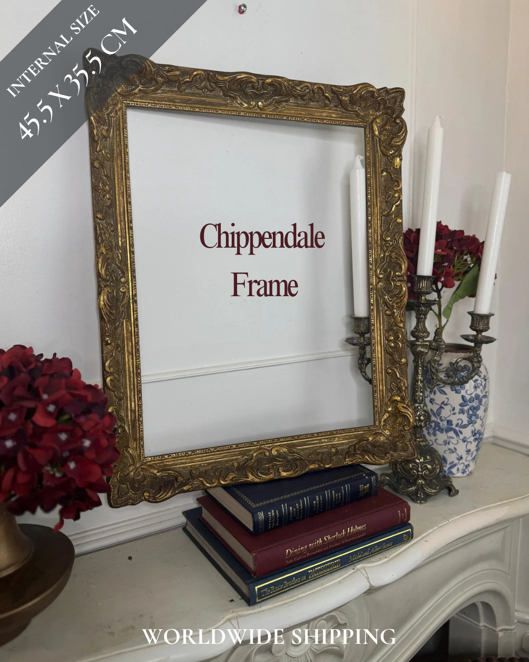 Vintage Gilt French Louis-Style Ornate Chippendale Gold Rare Frame - Medium