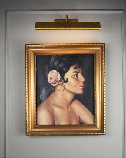 Vintage Portrait Oil Painting by Joan in Gold Gilt Vionne Frame (51x45 cm)