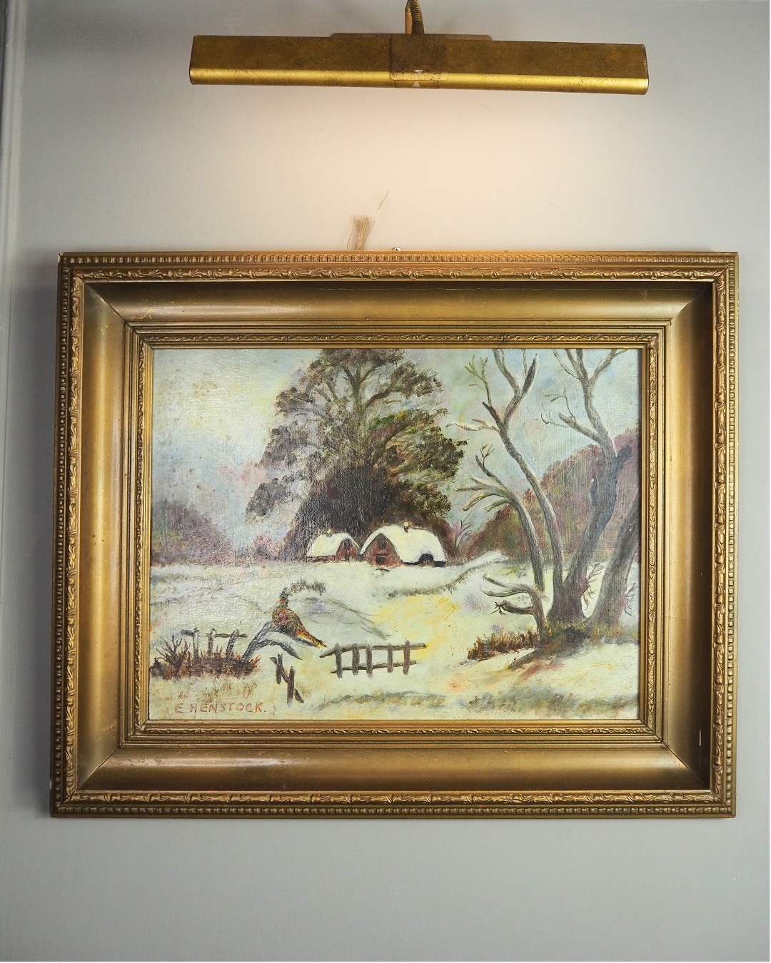 Frosted Landscape- Vintage Oil Painting by E. Henstock