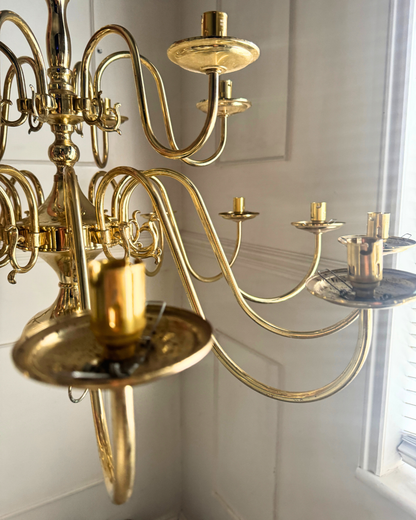 Vintage Dutch Brass Chandelier – 18 Light Baroque Style Ceiling Lighting