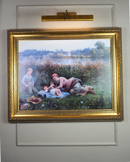 Daniel Ridgway Knight -"Noonday Repast" Large Vintage Print In Gilt Frame