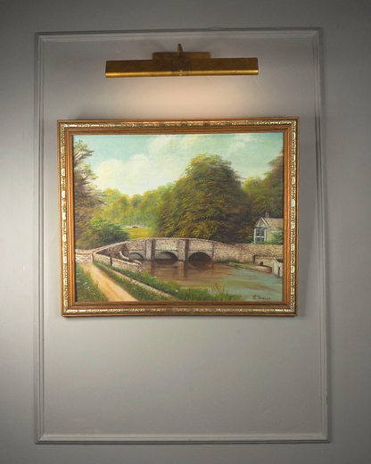 Vintage Signed Sheepwash Bridge Landscape Oil Painting