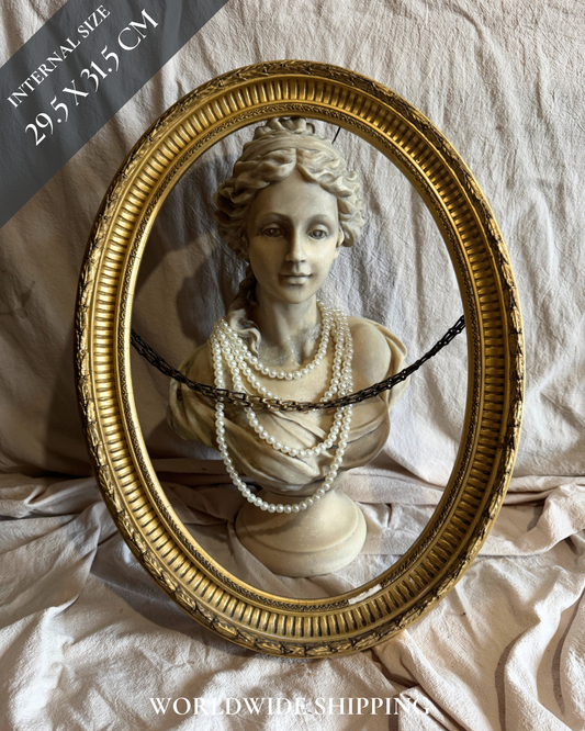 Antique Ornate Gold Thick Gilt Oval Frame – Rare One-of-a-Kind Piece