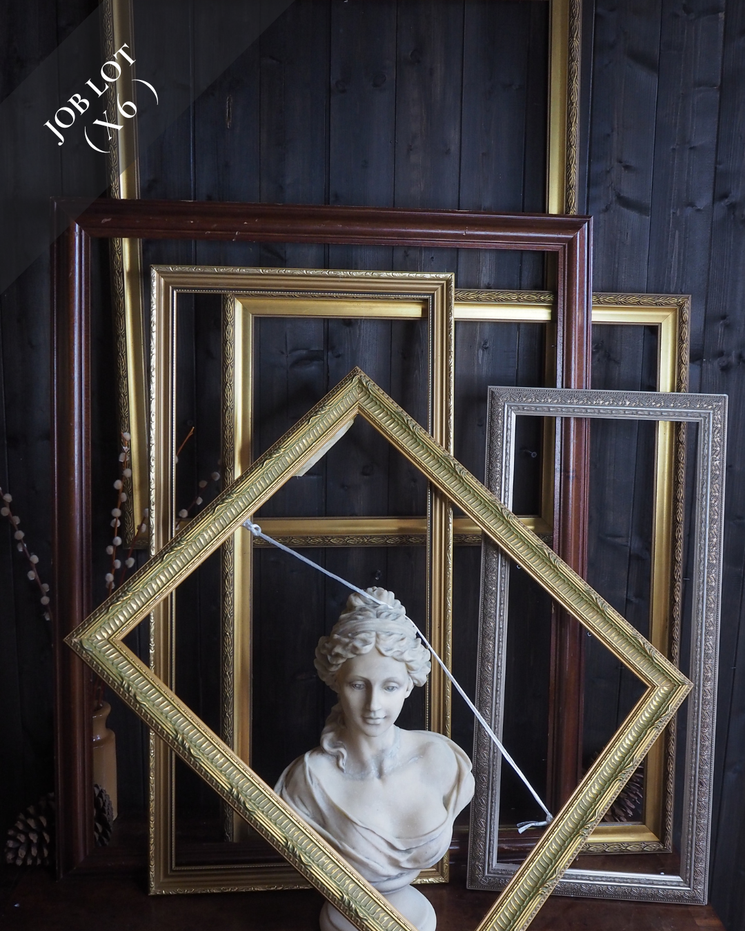 Vintage Gold & Rustic Wooden Large Frame Collection – Job Lot of 6