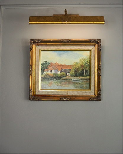 Vintage Country Village Oil Painting | Signed Linnel Landscape Art