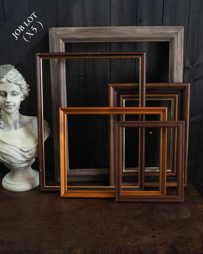 Vintage Mix of Wooden Frame Collection– Job lot ( 5 )- Rustic Wall Set