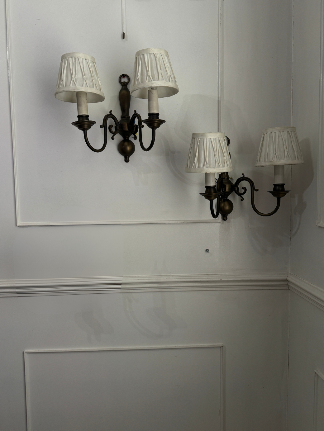 Antique Brass 2-Arm Heavy Solid Wall Lights – French Country Style