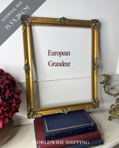 European Grandeur – Hungarian Vintage Gold Slim Gilt Chippendale Frame