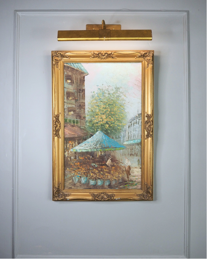 Paris Street Scene Oil Painting, Impressionist, Antique Gilt Frame, 1930s