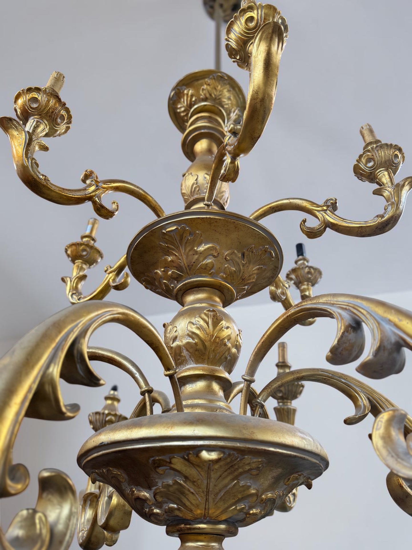 Huge Vintage French Gilded Ornate Chandelier | Extra Large 2 Tier Chandelier